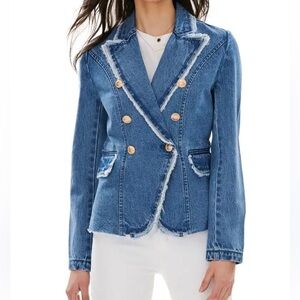 BLUE REVIVAL LINDSAY FRAYED DENIM BLAZER SIZE Medium